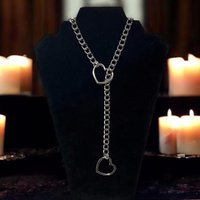 Hip-hop Punk Silver Color Metal Chain Hollowed-out Heart-shaped Pull-out Adjustable Couple Necklace for Women Men Trendy Jewelry