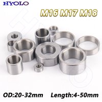 M16 M17 M18 Bearing Steel Hollow Spacer - Unthreaded Round Bushing Wear-Resistant Shaft Sleeve OD 20-32mm Length 4-50mm