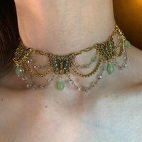 Vintage Butterfly Choker Necklace, Gold Tone Crystal Beaded Statement Chain, Boho Victorian Style Jewelry For Women Gifts