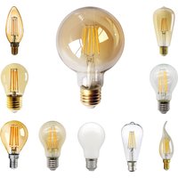 6PCS LED Filament Light Bulb Retro Edison E27 E14 B22 4000K 2700K 220V A60 G45 C37 Vintage Ampoule Incandescent Bulb Edison Lamp