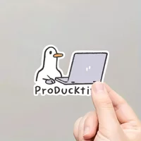 ProDucktive Cute Duck Sticker Glossy Waterproof Removable Vinyl Decal for Laptop Water Bottle Notebook Decor