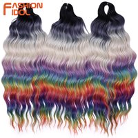 FASHION IDOL 24inch/60cm Water Wave Curl Hair Twist Crochet Hair Synthetic Ombre Rainbow Color Deep Wave Braiding Hair Extension