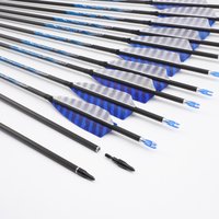 ID 6.2mm Pure Carbon Arrows Spine 250-800 ACCMOS Shaft with 100Gn Point 4" Blue White Striped Real Feather for Archery Shooting