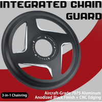 36T & 42T Offset Chainring for Bafang BBS Series Mid-Drive Motor Kit, Integrated Chainwheel with Guard for Ebike Conversion Kit
