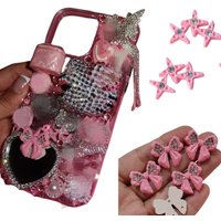10PCS Kawaii Resin Diamond Luxury Pink Rose Star Bow No 5 Cherry Junk Phone Case Ipadcase Ipod Cover Decoration Charm Diy Crafts