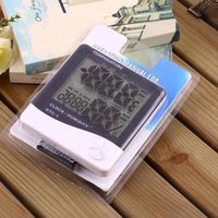 New LCD Digital Temperature Humidity Meter HTC-1 Home Indoor Outdoor Hygrometer Weather Station With Clock
