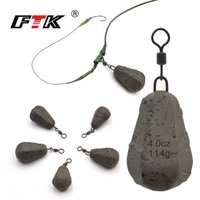 FTK Coated Pear Carp Fishing Sinkers 360° Rotatable Swivel Weights 1.5-4.5oz Anti-Line Damage Bottom Fishing Tackle
