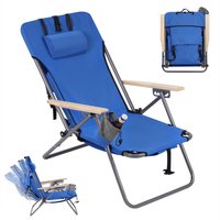 WOLTU Klappbarer Campingstuhl, leichter, tragbarer Strandstuhl mit Armlehne, verstellbarer Rückenlehne, abnehmbarer Kopfstütze, Angelstuhl