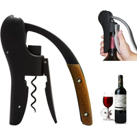 Gooseneck Wine Opener-Manual Lever Pump Corkscrew Vertical Design Foil Cutter& ABS Wooden Handle Gift for Wed Home Bar Sommelier