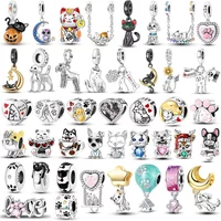 Heart Cat Dog Owl Moon Paw Print Original Charms Silver Plated Beads Fit Bracelets Bag Keychain Charms Diy Women Gift Accessory