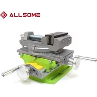 ALLSOME Mesa de base giratoria de tornillo de banco de precisión de perforación de fresado 2 en 1 Mesa de trabajo compuesta de aleación de a