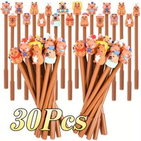 30Pcs Plastic Capybara Gel Pens 0.5mm Black Ink Retractable Pens Kawaii Animal Stationery for School Office Party Gift