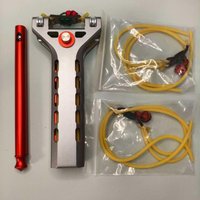 Aluminum Alloy CNC Automatic Rapid Fire Slingshot All Metal Round Rubber Band Outdoor High-precision Hunting Tool