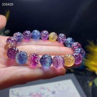 Natural Colorful Fluorite Quartz Clear Carved Beads Bracelet 11mm Blue Purple Fluorite Love Carved Fluorite Bracelet AAAAA