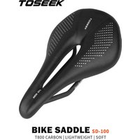 AliExpress TOSEEK Full Carbon Saddle MTB/Road 143/155MM Bike Saddle Super Light Leather Carbon Cushions 135g Carbon Rails Bicycle Seat