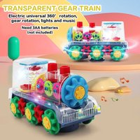 Electric Walking Small Train Toy with Transparent Gear Rotation Colorful Sound And Light Ideal Gift for Babies