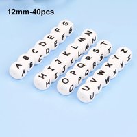 LOFCA 40PCS/Lot Alphabet 12mm Food Grade Letter Silicone Beads Baby Bead Pacifier Chain BPA Free for Name Make DIY Necklace