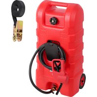 Fuel Caddy, 15 Gallon Portable Gas Fuel Tank Container with LE Fluid Transfer Siphon Pump. Storage Can On-Wheels for Cars,Boats