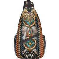 Indian Sling Backpack,Casual Crossbody Backpack Sling Bag Chest Daypack for Men Women Sport Hiking Gym
