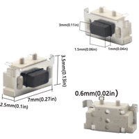 【100-20PCS】3*6*3.5MM 3*6mm 3X6X3.5 Micro Tactile Tact Keys Buttons SMD Push Side Button Switches