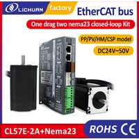 Lichuan zweiachsiger Nema23 3 Nm Ethercat geschlossener Regelkreis-Schrittmotor 1 Nm 2 Nm mit 2-Achsen-Steuertreiber CL57E-2A DC 20–50 V CNC-Kit