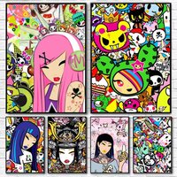 Tokidoki Art Bright Cartoon Poster Self-adhesive Art Waterproof Paper Sticker Coffee House Bar Room Wall Decor
