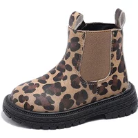 Kids Boots Leopard Prints Classic Little Boys Ankle Boots Side Zipper Fashion Classic Unisex Girls Rubber Boots Breathable Warm