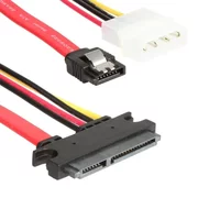 SATA Female Combo 7+15 Pin Data Cable and Power To SATA 7Pin+4 Pin Molex Serial ATA Lead Cable Power Adapter 30cm 50cm