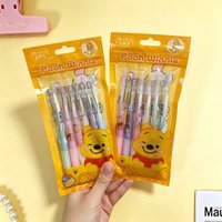 6pcs Disney Winnie The Pooh Black Click Pens, Perfect for Students' Exam Preparation, Office Signing, School Prizes
