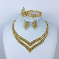 ESALE ewelry For Women Fashion Crystal Jewelry Set 18k Gold Plated Rhinestone Clear Crystal Necklace Earrings Accessories Gifts