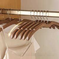 2pcs Shoulder Protecting Wood Short Neck Hanger Heavy-Duty Space Saving Clothes Hanger Anti-slip Wardrobe Organizer Hotel