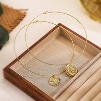 HECHENG, Conch Shell Lustrous 18K Gold Plated Simple Delicate Vintage Unisex Necklace Body Jewellery