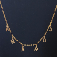 Women's customized name letter necklace, gold stainless steel personalized name necklace, minimalist jewelry