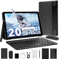 URAO Android 15 Tablet 10.1 Inch 20GB RAM 64GB ROM 5-core Dual Camera Tablets PC Set Keyboard/Case/Mouse/Stylus/Headphone
