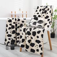 New Cute Instagram Cow Coral Plush Towel Bath Towel Thickened Water Absorbent High Density Set for Home and Daily Necessities