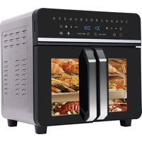 Heißluftfritteuse mit zwei Zonen, 23 l Heißluftfritteuse, XXL-Ofen 2200 W mit LED-Touchscreen, 15 Programme, mit Rezeptbuch