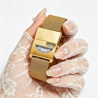 1pc Ladies' Square Luxury Watch, with a semi-circular dial, elegant design, double buckle waterproof breathable steel band net s