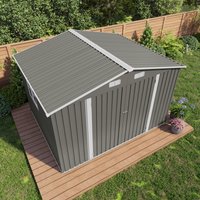 10X8FT Outdoor Storage Shed Metal Garden Tool Storage Sheds with Lockable Doors Sturdy Frame Structure Waterproof Storage Shed