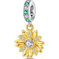 New 925 Sterling Silver Sunflower Charms Pendant Fit 3mm Original Bracelet DIY Women Exquisite Birthday Anniversary Jewelry Gift
