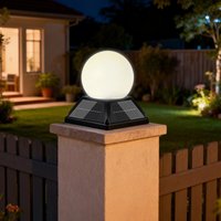 The Solar Post Light Solar Pillar Light Column Garden Solar Lamp Round Ball Cap 3 Color Remote Timer Dimmer IP65 2400mAh Battery