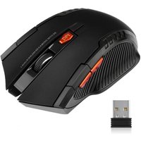 2.4G Wireless Black Mouse 1600DPI Optical Mouse Computer Gaming Mouse 6-Button Wireless Mouse with USB Receiver