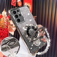 For Samsung Galaxy A13 A23 A33 A53 A73 A12 A22 A32 A52 A52S 4G 5G Case Shockproof Glitter Plating Magnetic Holder Bracelet Cover