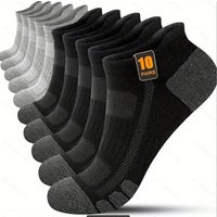 10 Men Women Low Cut Sports Socks Reinforced Wear-Resistant Sweat Absorbing, Breathable Mesh All Season Casual Socks