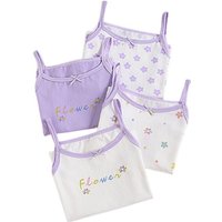 4 Stück Mädchen-Baumwoll-Tanktops, gelb, rosa, lila, Blumenmuster, Kinder-Unterhemd, hochwertiges Unterhemd, weiche, atmungsaktive Tank-Tops für Babys