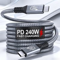 MEIHUAMII 240W USB Type C Super Fast Charging Cable 8K 40GB Nylon Cable For Samsung Xiaomi Huawei Honor Fast Charger Data Cord