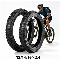 2PCS Bicycle Tire 12x2.4 14x2.4 16x2.4 Wide Bike Tires Replacement Knobby Square Block All Terrain Tyre for Kids Bike BMX 126C