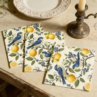 20/40/60pcs bird lemon blueberry flower themed party napkins, suitable for party tea parties, birthdays, and desktop decoration