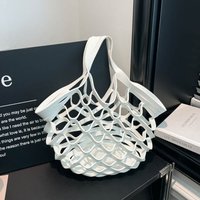 Fashion Large Capacity Leather Folding Tote Bag Fashion Simple Woven Handbag Handbag Foldable Leather Mesh Tote Bag Beach