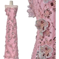 3D Flowers Nigerian Exquisite Luxury Lace Fabric 2026 african fabric for women Sequins Beaded Tulle for Sewing Dresses 5 Yards
