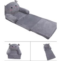 3 Layers 2 in 1 Flip Open Kids Foldable Sofa Bed, Cartoon Breathable Fabric Sponge Convertible Toddler Couch for Baby Reading Nook Bedroom Playroom